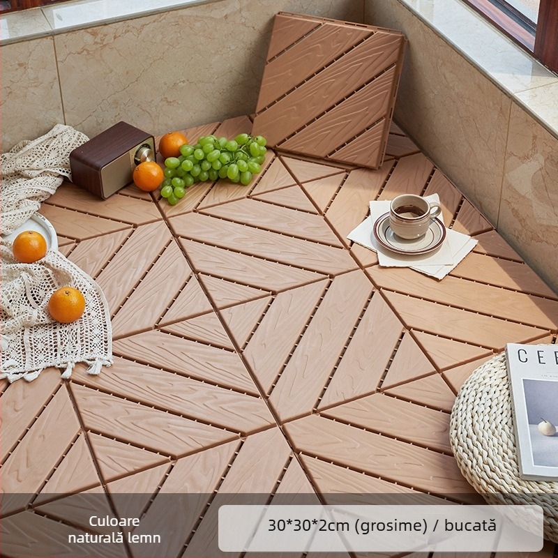 Podea din plastic auto-asamblată, textură lemn, stil modern minimalist, antiseptic, pentru coridor