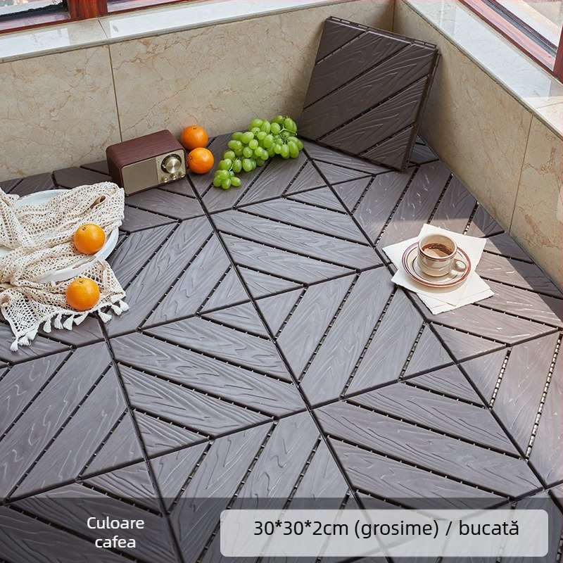 Podea din plastic auto-asamblată, textură lemn, stil modern minimalist, antiseptic, pentru coridor