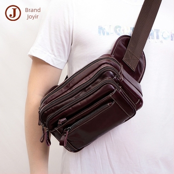 Geantă de talie din piele naturală pentru bărbați, crossbody, cu mai multe buzunare – piele de vită în primul strat, rezistentă la uzură, căptușeală poliester