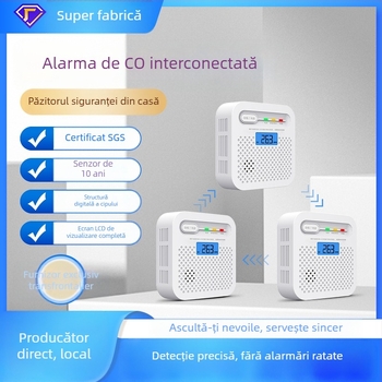 Detector de monoxid de carbon CO cu conectivitate wireless 868/433 MHz, model Y100A-CR-W(868), detecție 360°, montaj pe perete, alarmă sonoră și luminoasă