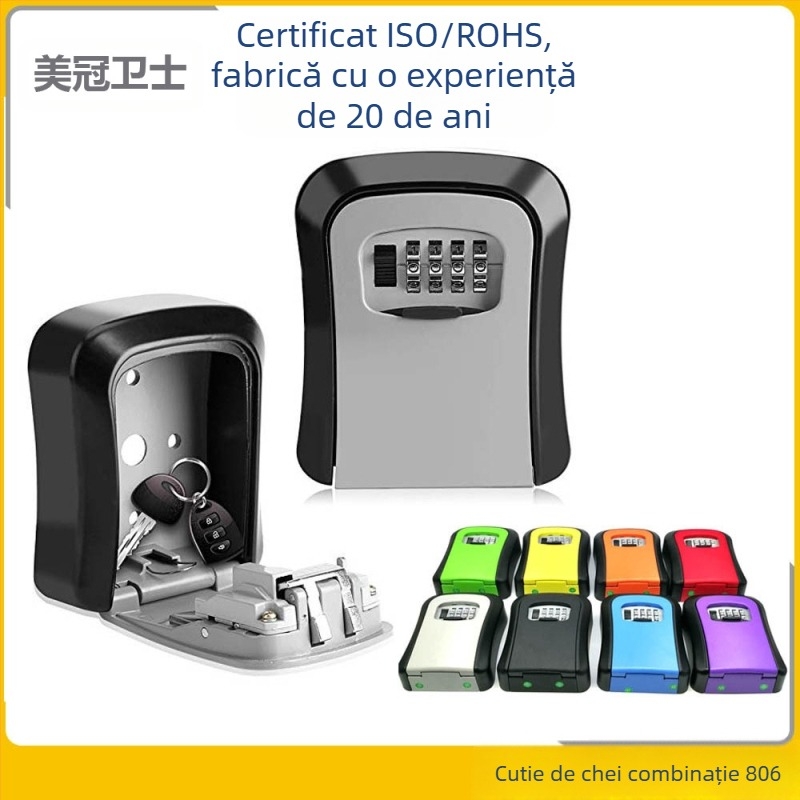 Cutie pentru chei cu încuietoare cod – Mecanică, aliaj de aluminiu, Model 806, Champions, pentru depozitarea cheilor, stil modern minimalist