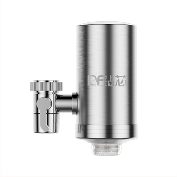 Filtru de apă montat frontal din oțel inox, pentru bucătărie și baie, cu filtru ceramic detașabil și lavabil; ultrafiltrare, filtrare nivel 1, 0–38°C, presiune 0.1–0.4 MPa, 1000 L/zi