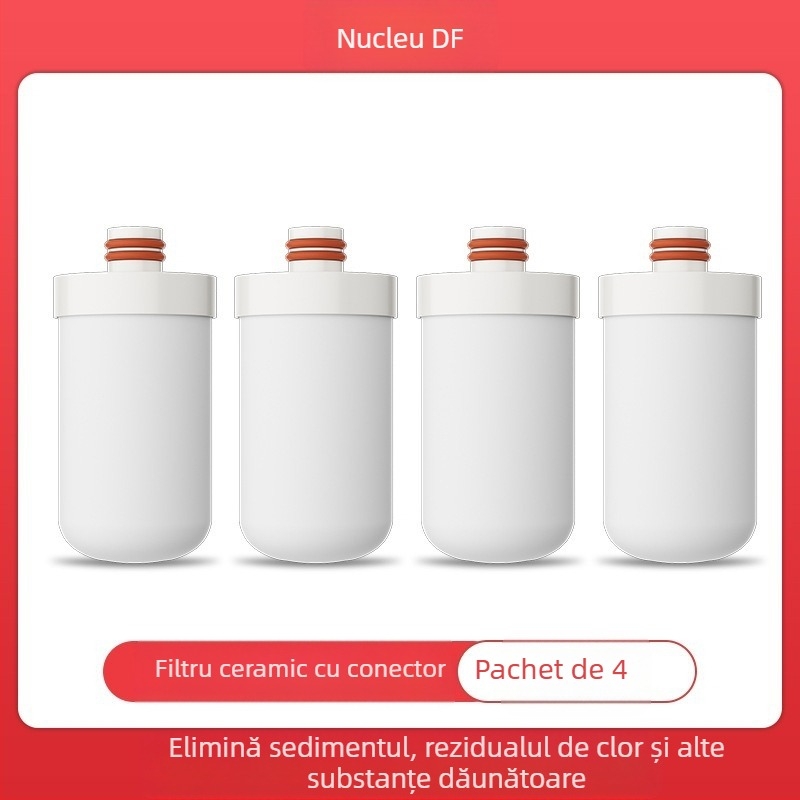 Filtru de apă montat frontal din oțel inox, pentru bucătărie și baie, cu filtru ceramic detașabil și lavabil; ultrafiltrare, filtrare nivel 1, 0–38°C, presiune 0.1–0.4 MPa, 1000 L/zi