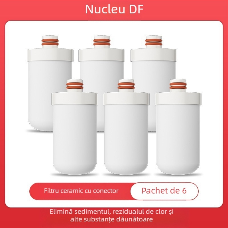 Filtru de apă montat frontal din oțel inox, pentru bucătărie și baie, cu filtru ceramic detașabil și lavabil; ultrafiltrare, filtrare nivel 1, 0–38°C, presiune 0.1–0.4 MPa, 1000 L/zi
