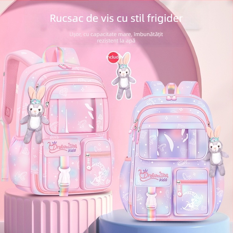Rucsac pentru fete, clasele 1-6, Oxford ultra-ușor, respirabil și reducerea încărcăturii, model gradient
