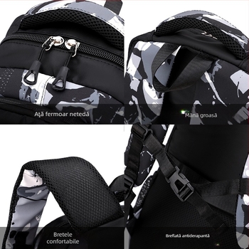 Natural Fish Rucsac pentru școală și călătorii, material Oxford, impermeabil, capacitate 20–35 L, bretele cu pernă aeriană