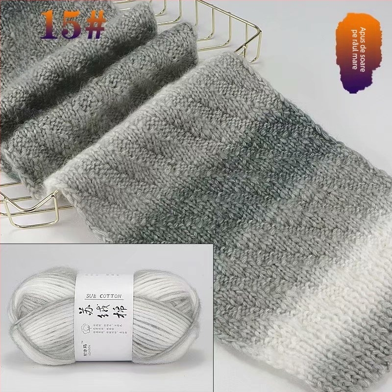 Fir pentru tricotat manual, amestecat; S: velur de iepure și poliester modificat; formă fir: linie; proces de răsucire: inel; răsucire: 10