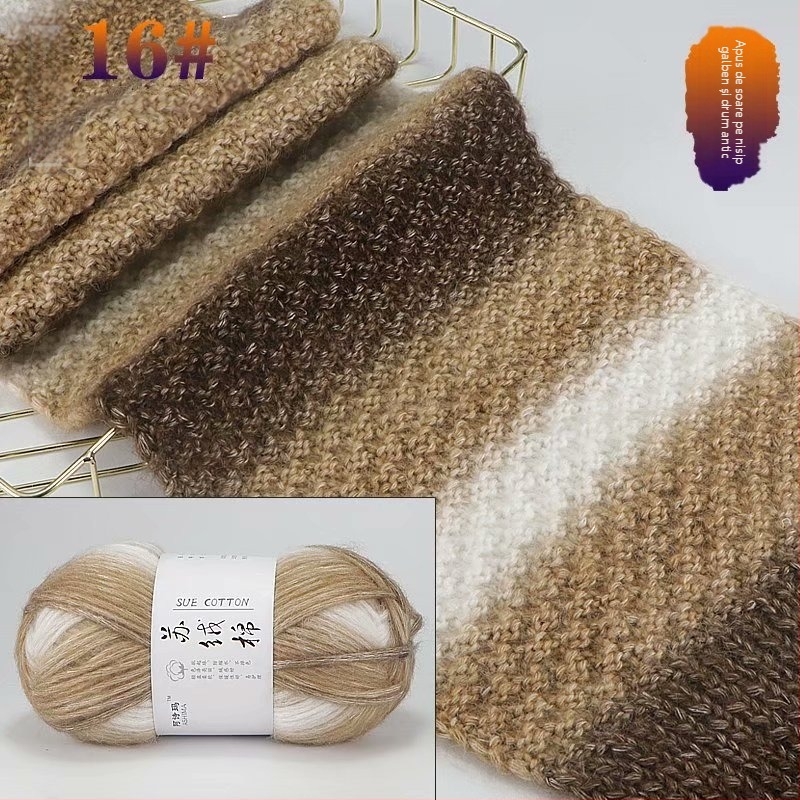 Fir pentru tricotat manual, amestecat; S: velur de iepure și poliester modificat; formă fir: linie; proces de răsucire: inel; răsucire: 10