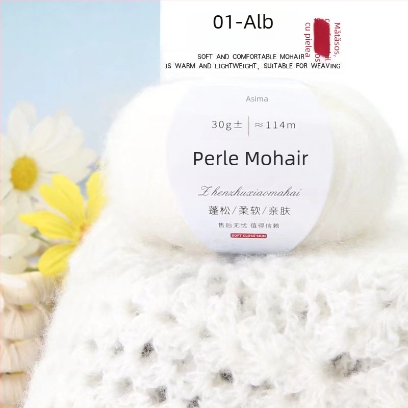 Fire de mohair pentru tricotat, 12S, 1 fir, tors 200, semi-worsted, Tuan Line