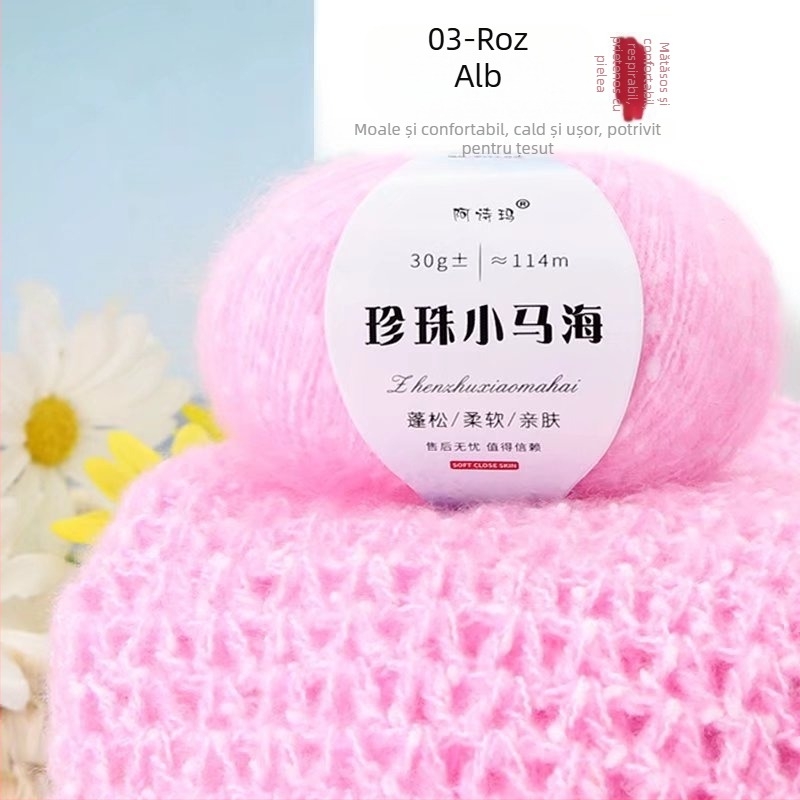 Fire de mohair pentru tricotat, 12S, 1 fir, tors 200, semi-worsted, Tuan Line