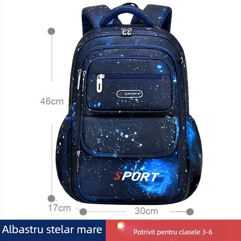 Ghiozdan pentru băieți, școala primară, nailon, respirabil, impermeabil, ultra-ușor, curele cu pernă de aer