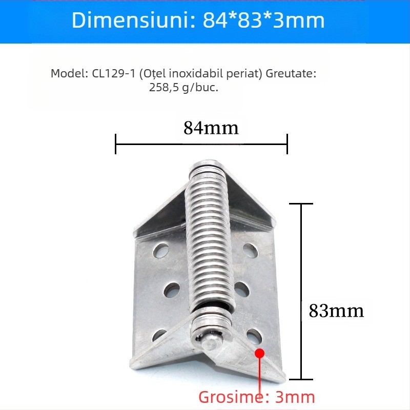 CL129 Balama cu arc din oțel inoxidabil pentru ușile cutiilor de distribuție și dulapuri, închidere automată, design îngroșat