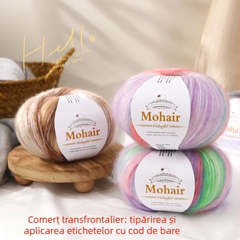 Fire de mohair gradient pentru tricotat manual — înfășurat pe inel (ring spinning), fir în grup, Cod produs 0070, Brand Needle Warm