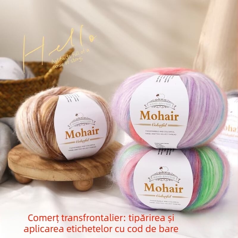 Fire de mohair gradient pentru tricotat manual — înfășurat pe inel (ring spinning), fir în grup, Cod produs 0070, Brand Needle Warm