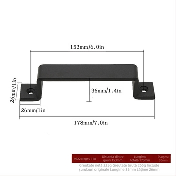 Shangpinnu 9822 mâner metalic pentru ușile de hambar, pentru uși din lemn, cu finisaj electrogalvanic