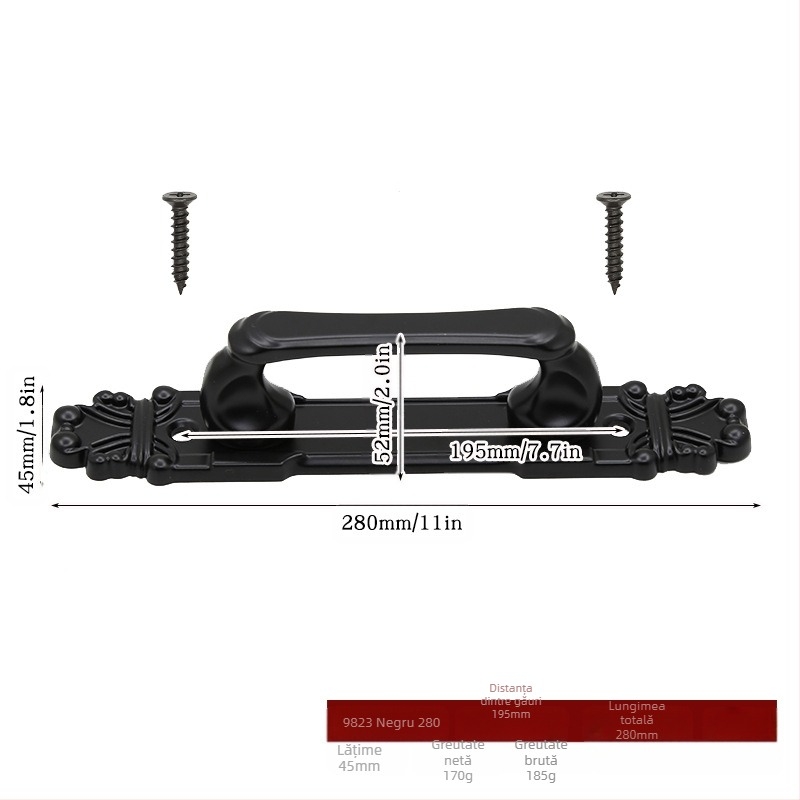 Shangpinnu 9822 mâner metalic pentru ușile de hambar, pentru uși din lemn, cu finisaj electrogalvanic
