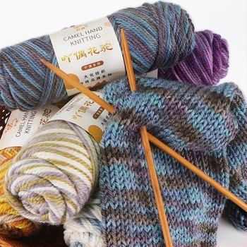 Brand Ordinary – Fir de lână de cămilă pentru țesut, grosime medie, gradient, vopsire manuală pentru eșarfă DIY