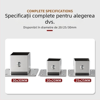 Suport de țeavă cu bază flanșată pentru montaj lateral, din oțel inoxidabil 201, finisaj periat, design modern minimalist