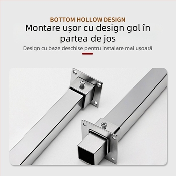 Suport de țeavă cu bază flanșată pentru montaj lateral, din oțel inoxidabil 201, finisaj periat, design modern minimalist