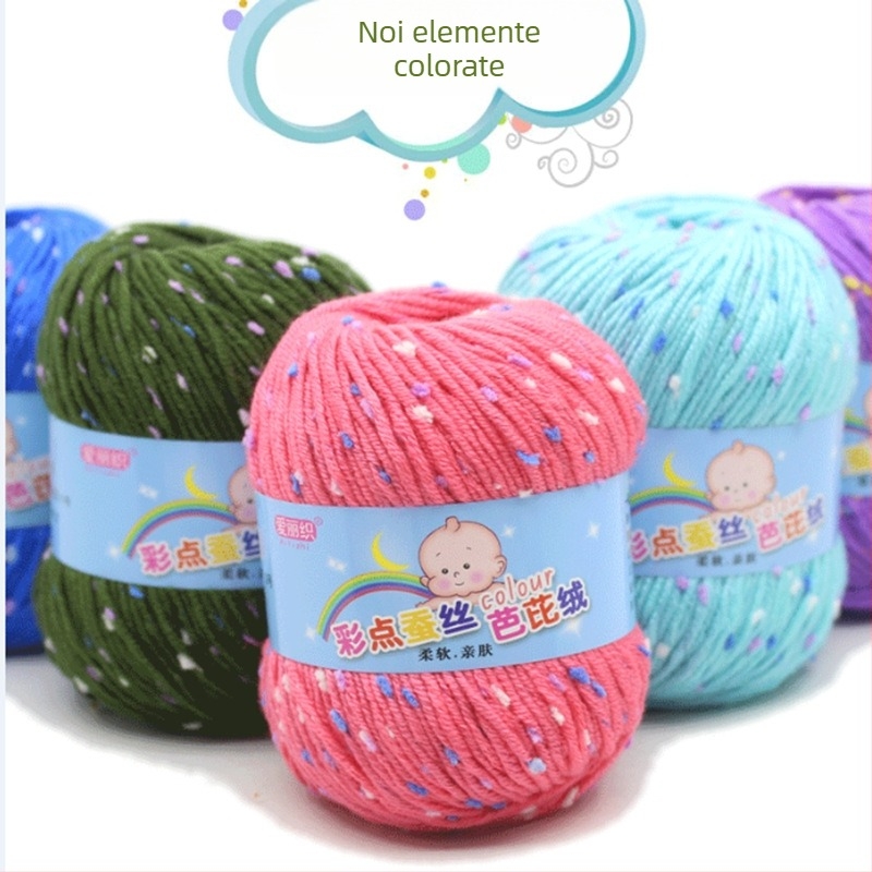 Fire pentru tricotat manual, amestec din proteine de mătase, formă liniară, worsted