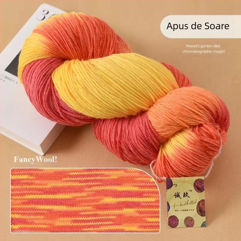 Fir pentru șal croșetat, lână semi-worsted, fir în grup, croșetare manuală, marcă Jiesheng
