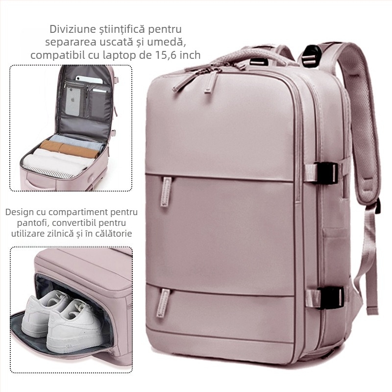 Rucsac pentru călătorii de afaceri, unisex, impermeabil cu separare uscat–umed, capacitate 36–55 L, material nylon