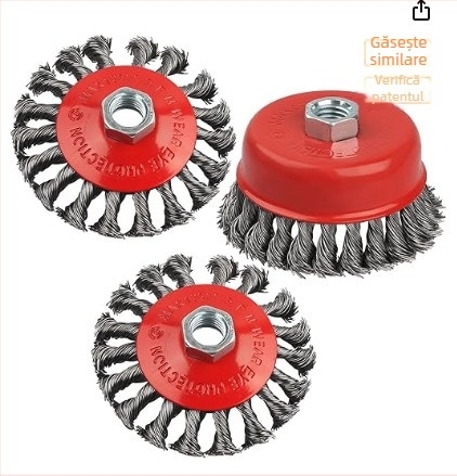 Nine Horses Set disc cu sârmă răsucită în formă de bol, tip bol, 4 buc., oțel de înaltă carbon, 8500 rpm, pentru îndepărtarea ruginei și lustruirea suprafețelor metalice și nemetalice