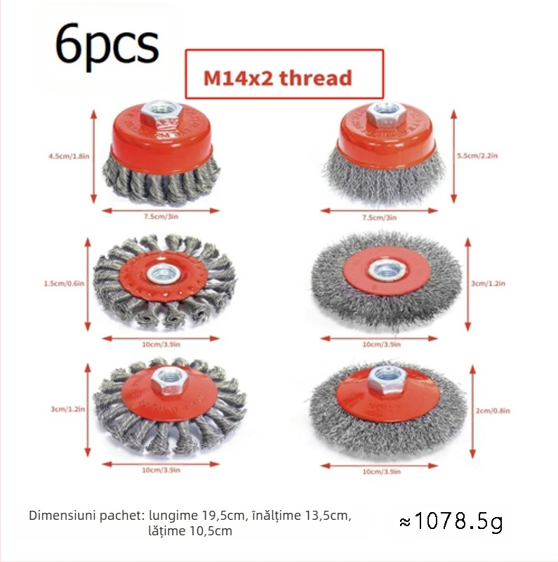 Nine Horses Set disc cu sârmă răsucită în formă de bol, tip bol, 4 buc., oțel de înaltă carbon, 8500 rpm, pentru îndepărtarea ruginei și lustruirea suprafețelor metalice și nemetalice