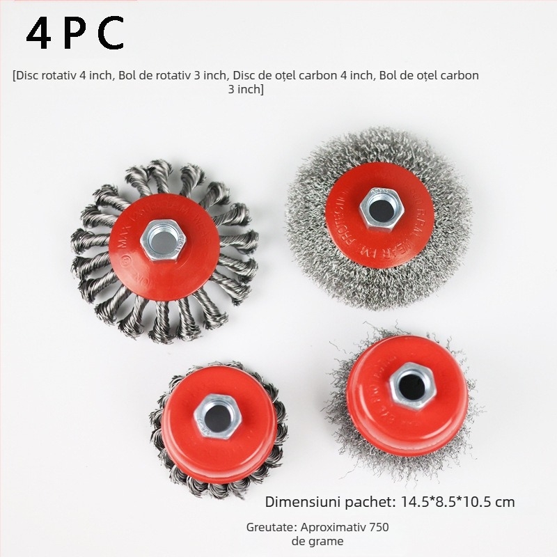 Nine Horses Set disc cu sârmă răsucită în formă de bol, tip bol, 4 buc., oțel de înaltă carbon, 8500 rpm, pentru îndepărtarea ruginei și lustruirea suprafețelor metalice și nemetalice