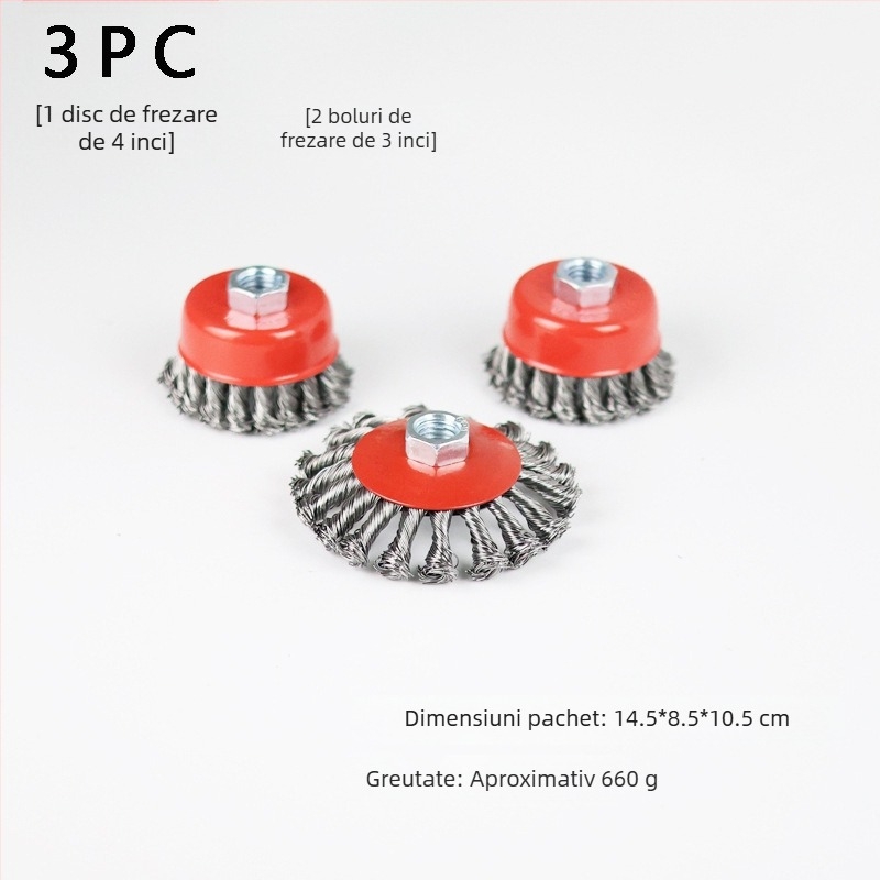 Nine Horses Set disc cu sârmă răsucită în formă de bol, tip bol, 4 buc., oțel de înaltă carbon, 8500 rpm, pentru îndepărtarea ruginei și lustruirea suprafețelor metalice și nemetalice