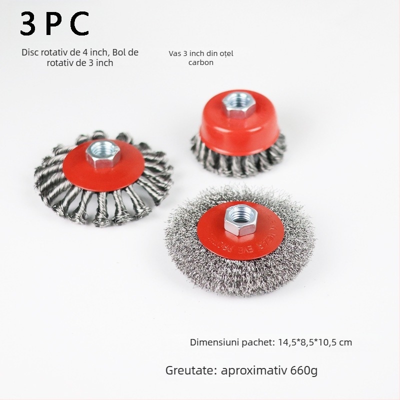 Nine Horses Set disc cu sârmă răsucită în formă de bol, tip bol, 4 buc., oțel de înaltă carbon, 8500 rpm, pentru îndepărtarea ruginei și lustruirea suprafețelor metalice și nemetalice