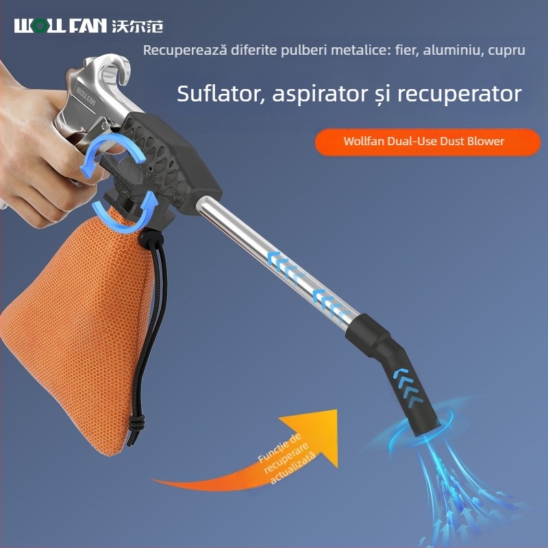 Pistol pneumatic din aluminiu — dual funcțional, pentru suflat și aspirare, presiune înaltă, rotativ, industrial