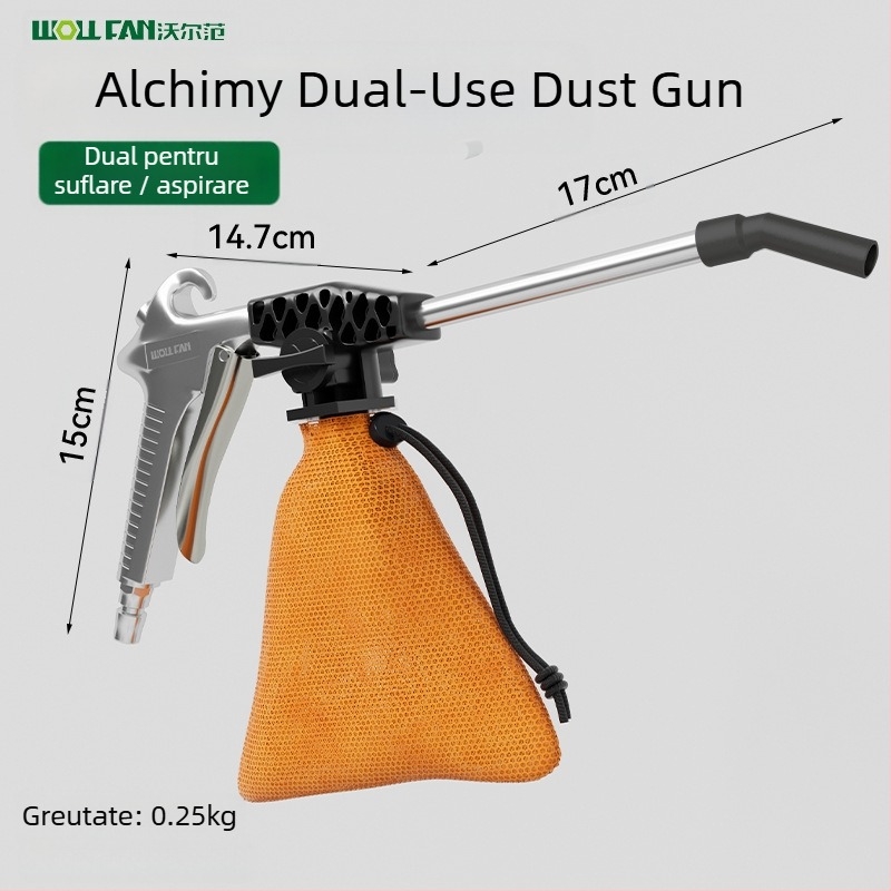 Pistol pneumatic din aluminiu — dual funcțional, pentru suflat și aspirare, presiune înaltă, rotativ, industrial