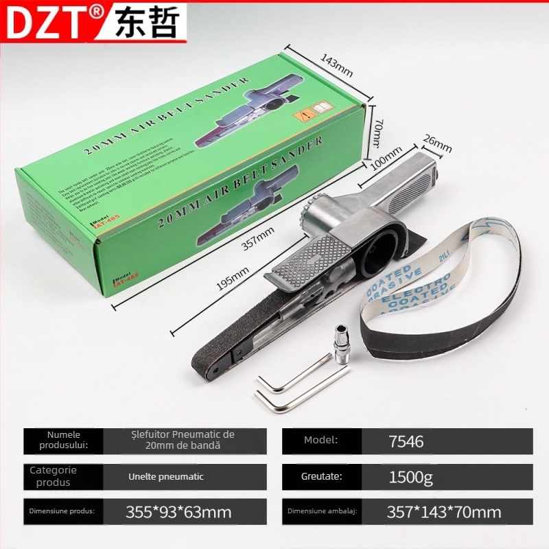 Șlefuitor cu bandă pneumatic industrial, cu cap de unghi, 350 mm, Dzt/Dongzhe