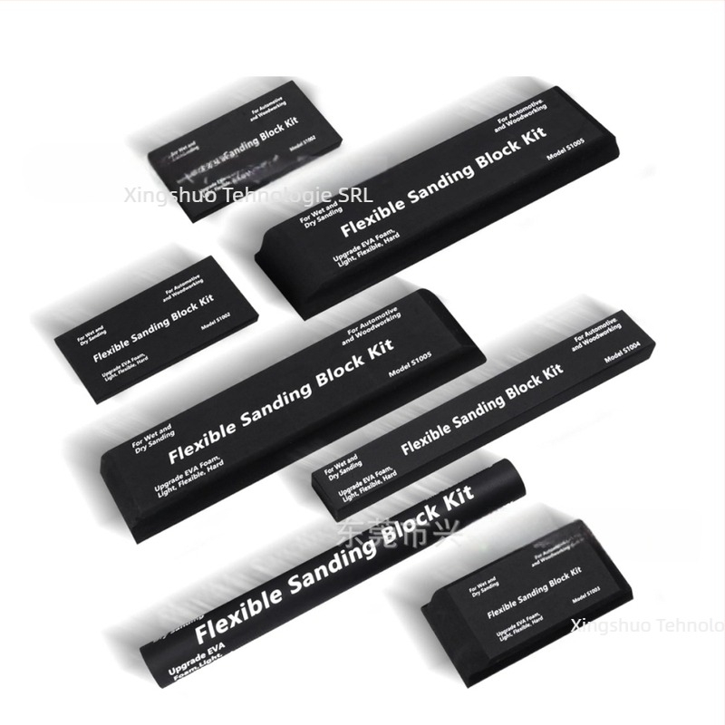 Set bloc EVA pentru șlefuire uscat/umed, pentru lustruire auto și mobilier, 7 piese cu șmirghel, densitate 38-70 kg/m³, brand Xingshuo