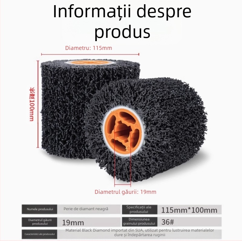 3M Roata Brushed pentru metal cu bază din nailon, abraziv diamant, seria Brushed wheel, pentru șlefuire metalică și îndepărtarea ruginii