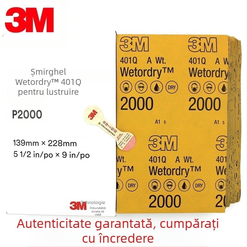 3M șmirghel umed, granulație 2000 mesh, 1500 grit, șlefuire zgârieturi din vopseaua auto