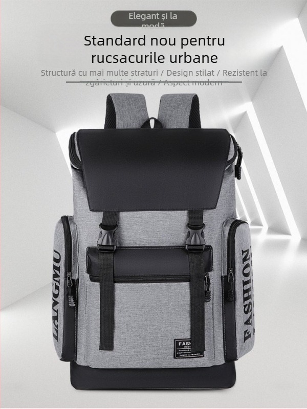 Rucsac unisex pentru outdoor, stil urban, capacitate 20–35 L, compatibil cu laptop de 15 inchi, redus încărcarea, curele de umăr curbate (Material: nylon; Capacitate: 20–35 L; Laptop: 15 in; Funcție: reducerea încărcării; Curele: curbate)