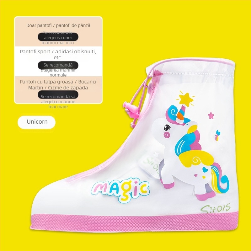 Huse pentru cizme de ploaie pentru copii – impermeabile, antiderapante, rezistente la uzură, anti-murdărie, cu modele desenate (unicorn, rață, dinozaur, urs)