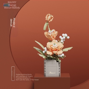 BALODY 21222 Buchet de blocuri – roză-orhidee, ABS plastic, DIY, peste 800 de piese, pentru 7–14 ani