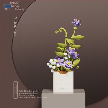 BALODY 21222 Buchet de blocuri – roză-orhidee, ABS plastic, DIY, peste 800 de piese, pentru 7–14 ani