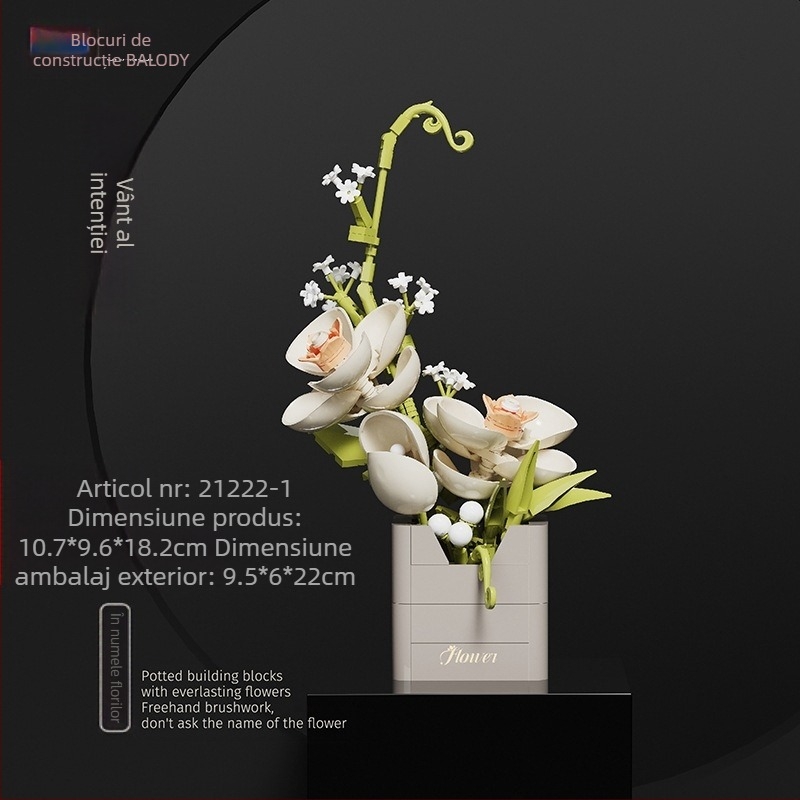 BALODY 21222 Buchet de blocuri – roză-orhidee, ABS plastic, DIY, peste 800 de piese, pentru 7–14 ani