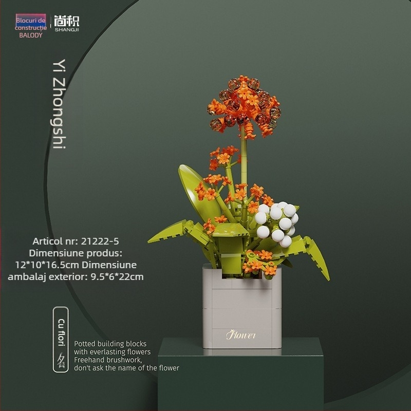 BALODY 21222 Buchet de blocuri – roză-orhidee, ABS plastic, DIY, peste 800 de piese, pentru 7–14 ani