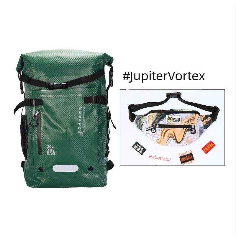 Rucsac impermeabil din fibră de carbon, 30L, cu separare uscat–umed și mai multe buzunare