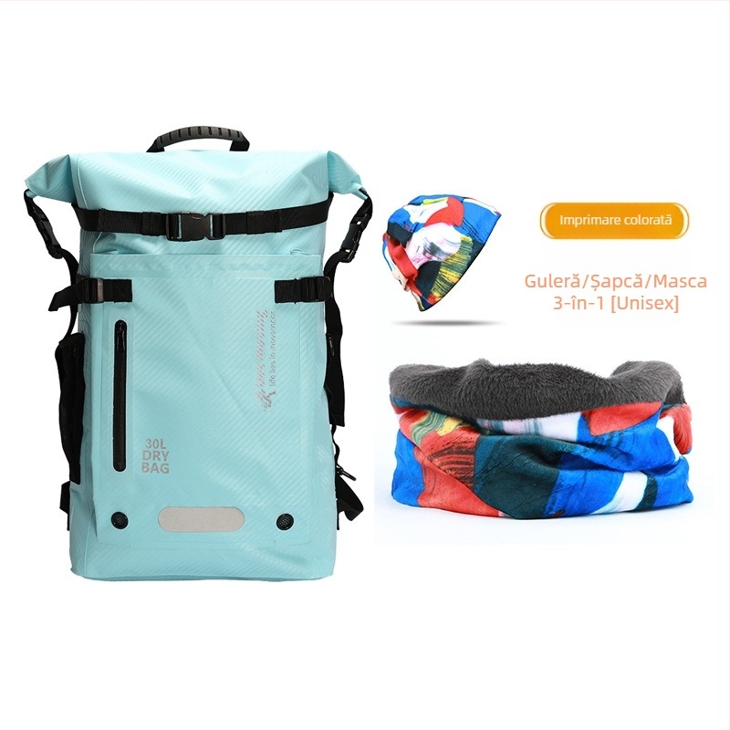 Rucsac impermeabil din fibră de carbon, 30L, cu separare uscat–umed și mai multe buzunare