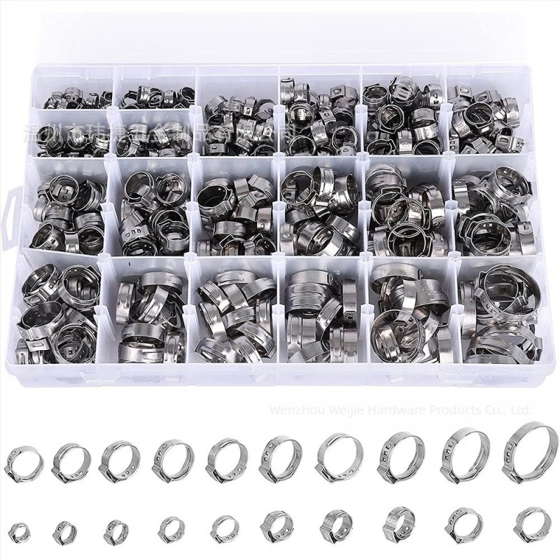 Weijie clemă infinită din oțel inoxidabil – inel de urechi simplu, diametru nominal 5–28.6, diametru de prindere 5–28.6, interval de aplicație 7–21