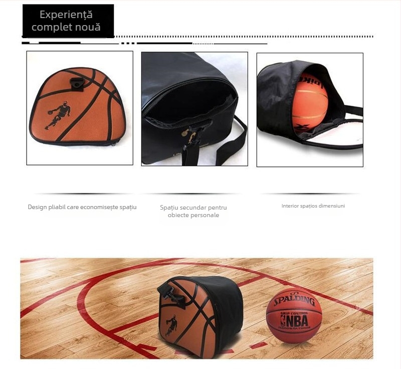 Thoroughfare Geantă de baschet din PU, cu curea de umăr, imprimare logo și personalizare disponibilă