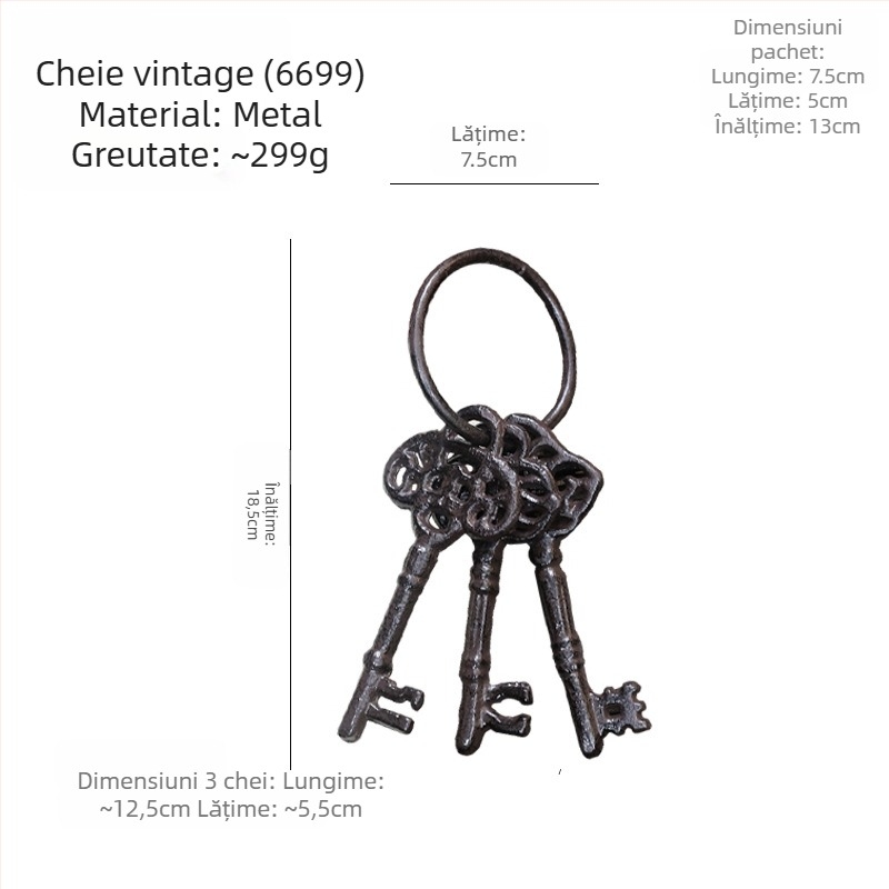 Decor de perete pentru chei — Fier forjat, formă geometrică, stil modern minimalist, inspirație vintage europeană, gata de cadou