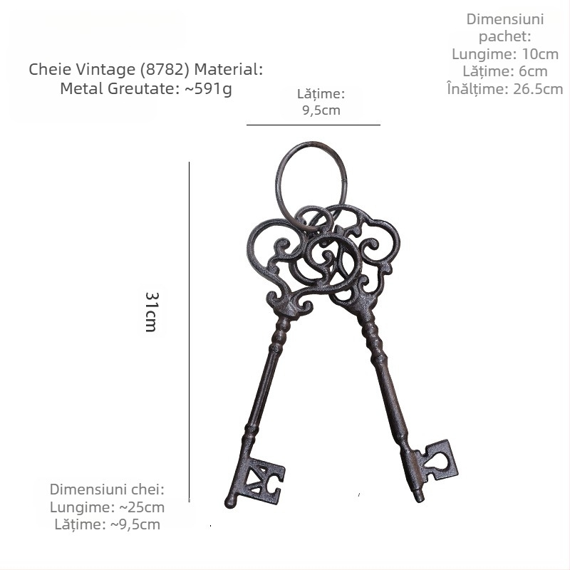 Decor de perete pentru chei — Fier forjat, formă geometrică, stil modern minimalist, inspirație vintage europeană, gata de cadou