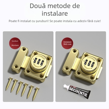 Butterfly latch cu mecanism rotativ de parolă, aliaj de zinc, finisaje mate/placate, stil modern